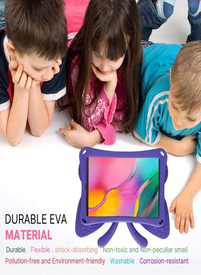 Simicoo جراب Simicoo للأطفال لجهاز Samsung Tab A7 10.4 مع حامل - تصميم فراشة لطيف، مصنوع من مادة EVA المتينة المقاومة للصدمات، شديد التحمل، بنفسجي - Image 4